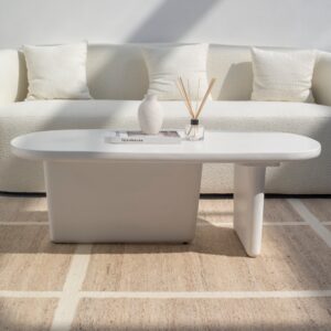 Vandana Astra Orion Off-White Microconcrete Coffee Table for Modern Living Spaces