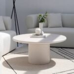 Vandana Astra Stellar Off-White Microconcrete Coffee Table for Modern Living Room Décor