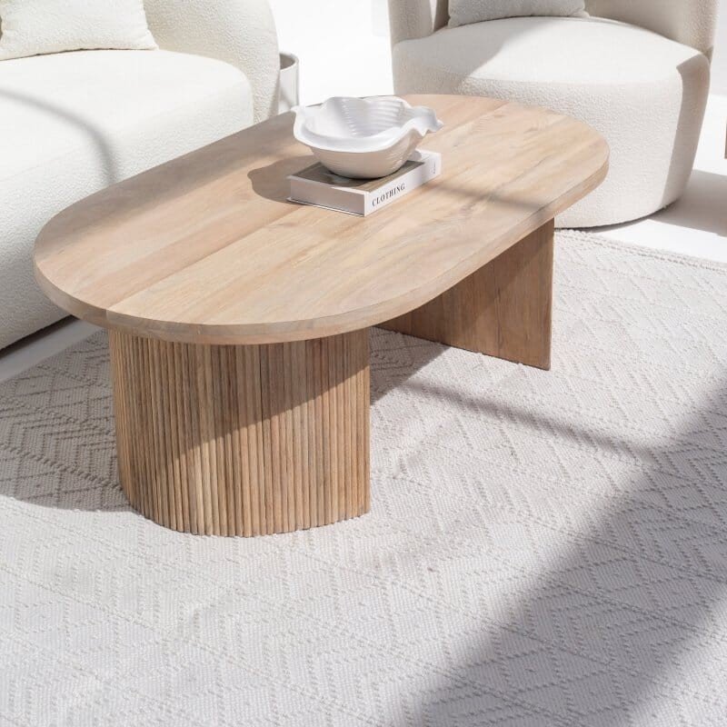 Vandana Astra Radiant Oval-Shaped Wooden Coffee Table for Modern Living Room Interiors Vandana Astra Radiant Oval-Shaped Wooden Coffee Table for Modern Living Room Interiors
