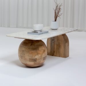 Vandana Astra Maxima Marble-Top Coffee Table for Modern Living Room and Contemporary Décor