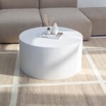 Vandana Astra Lunaris White Concrete Coffee Table for Modern Living Room Décor