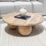 Vandana Astra Ultra Round Wooden Coffee Table for Modern Living Room and Contemporary Décor
