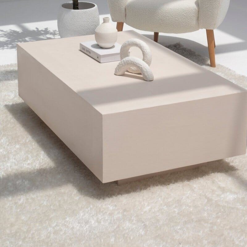 Vandana Astra Flux Ivory Cream Microconcrete Coffee Table for Modern Living Room Décor Vandana Astra Flux Ivory Cream Microconcrete Coffee Table for Modern Living Room Décor