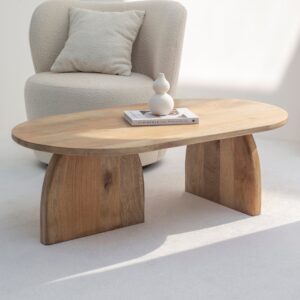 Vandana Zenova Astra White Quartz Irregular Coffee Table with Dual Base Color Options