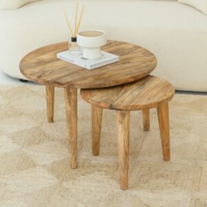 Vandana Zenova Vesta Nesting Wooden Coffee Table for Modern Living Room and Contemporary Décor