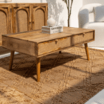 Vandana Astra Elara Rattan-Drawer Wooden Coffee Table for Modern Living Room Interiors