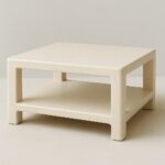 Vandana Zenova Pebble Off-White Microconcrete Coffee Table for Modern Living Room Décor