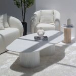 Vandana Zenova Solace White Quartz Irregular Coffee Table with Dual Base Color Options