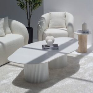 Vandana Zenova Solace White Quartz Irregular Coffee Table with Dual Base Color Options