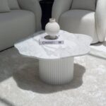 Vandana Zenova Nimbus Statuario Marble Irregular Coffee Table with 3 Base Color Options