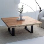 Vandana Zenova Aston Light Acacia Coffee Table (120x120 cm) for Modern Living Room Décor