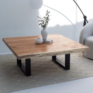 Vandana Zenova Aston Light Acacia Coffee Table (120x120 cm) for Modern Living Room Décor