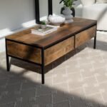 Vandana Zenova Stellar Two-Drawer Mango Wood Coffee Table for Modern Living Room Décor