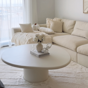 Vandana Astra Arista Off-White Microconcrete Coffee Table for Modern Living Room Décor