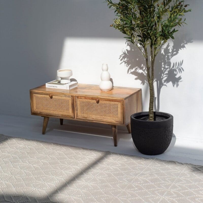 Vandana Zenova Ultra Rattan-Drawer Wooden Unit for Modern Living Room and Contemporary Décor Vandana Zenova Ultra Rattan-Drawer Wooden Unit for Modern Living Room and Contemporary Décor