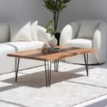 Vandana Zenova Vista Nesting Wood Coffee Table with Black Metal Legs for Modern Living Décor