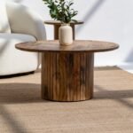 Vandana Zenova Nova Wood Round Coffee Table for Modern Living Room and Contemporary Décor