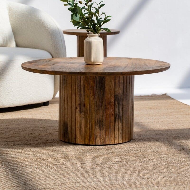 Vandana Zenova Nova Wood Round Coffee Table for Modern Living Room and Contemporary Décor Vandana Zenova Nova Wood Round Coffee Table for Modern Living Room and Contemporary Décor
