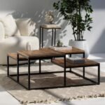 Vandana Zenova Cresta Four-Level Square Wooden Coffee Table for Modern Living Room Décor