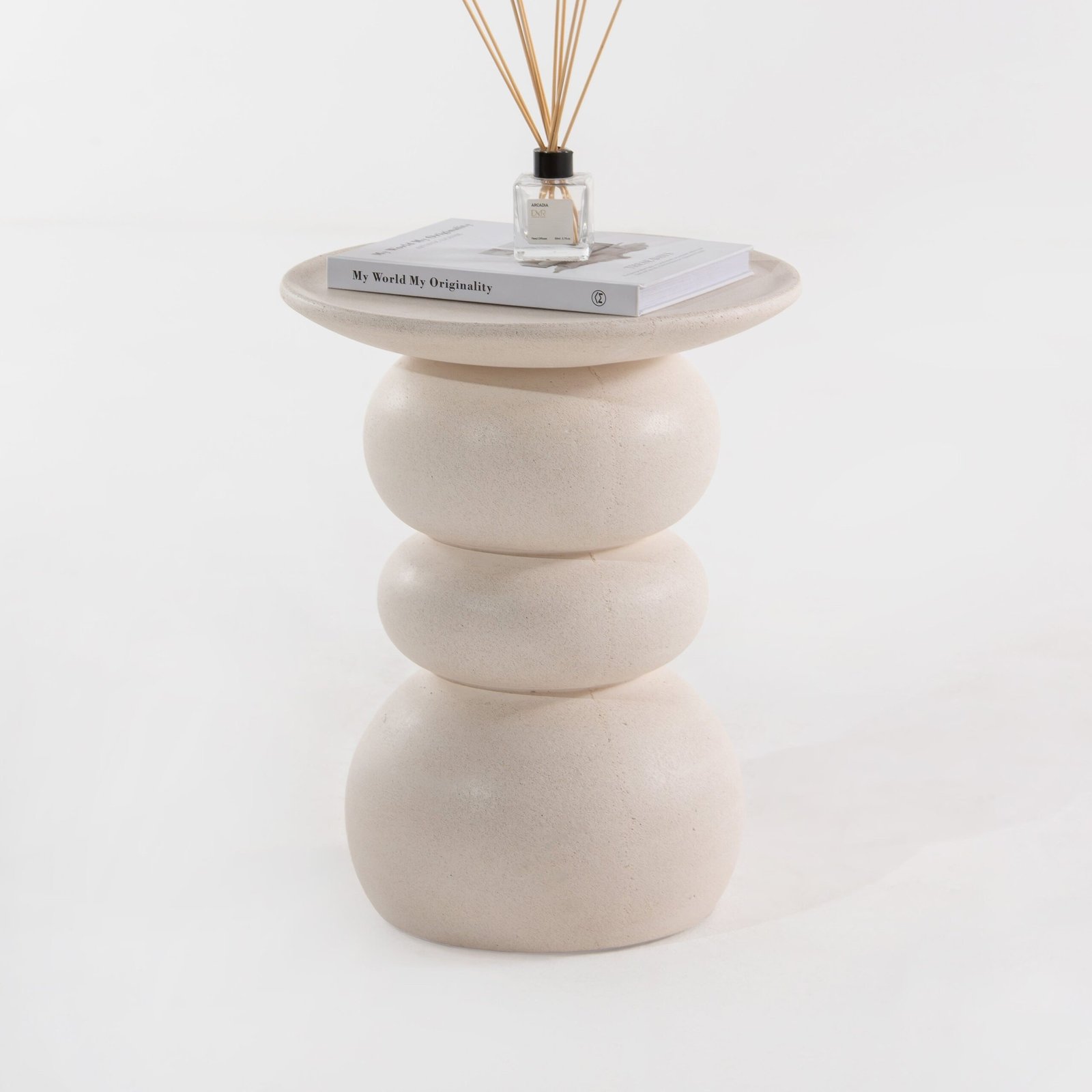 Vandana Zenova Vento Off White Concrete Side Table Modern Minimalist Accent Furniture Design Vandana Zenova Vento Off White Concrete Side Table Modern Minimalist Accent Furniture Design