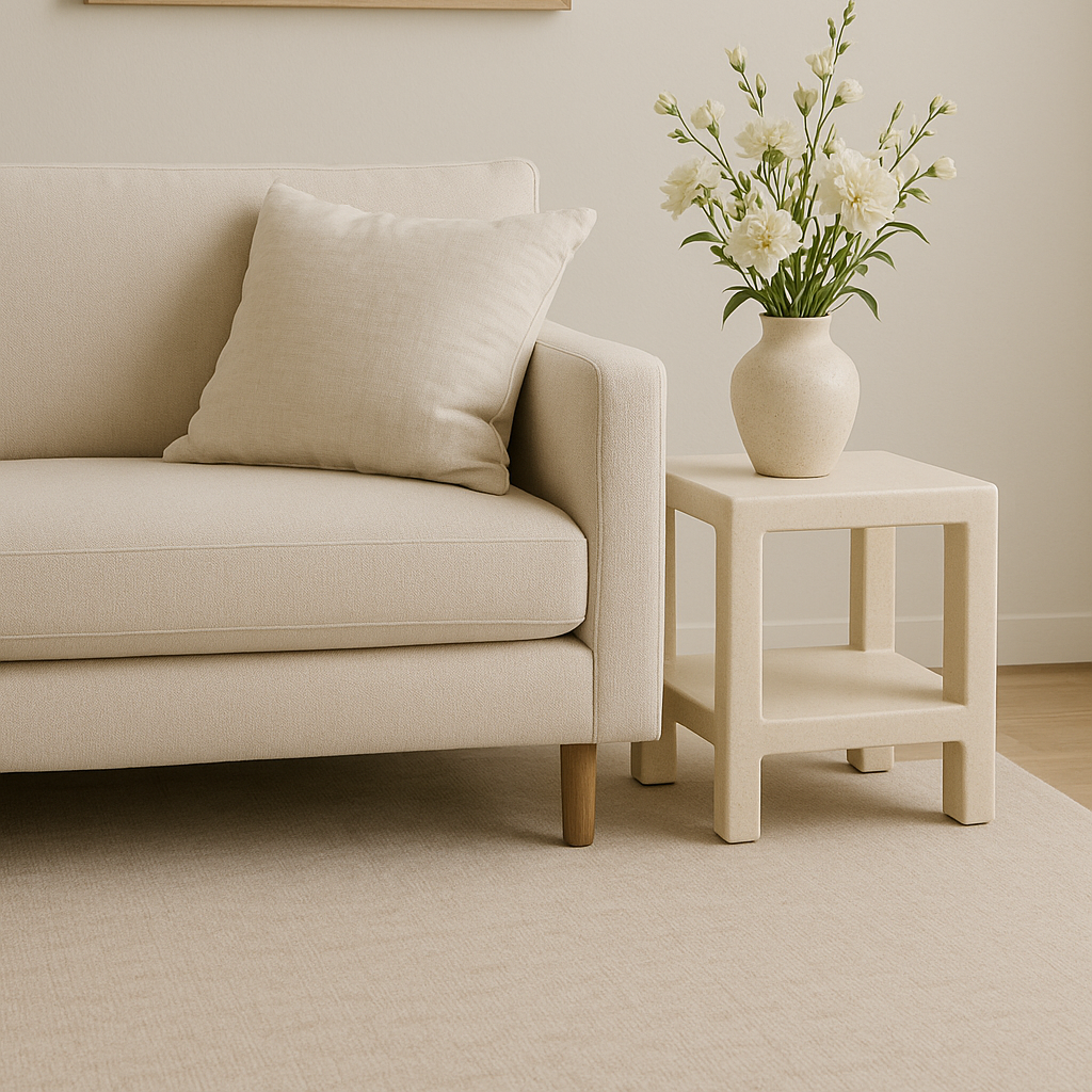 Vandana Sierra Aureo Off White Microconcrete Side Table Modern Minimalist Accent Design Vandana Sierra Aureo Off White Microconcrete Side Table Modern Minimalist Accent Design