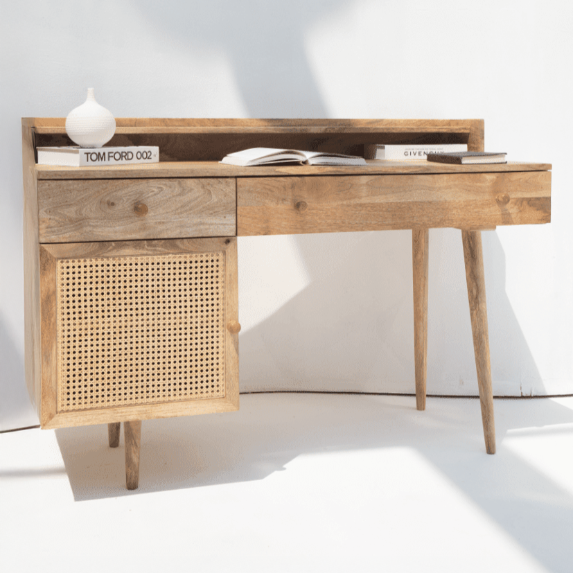 Vandana Vesta Altis Rattan Door Wooden Desk Modern Natural Solid Wood Office Furniture Design Vandana Vesta Altis Rattan Door Wooden Desk Modern Natural Solid Wood Office Furniture Design