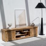 Vandana Novara Nimbus Wooden TV Unit with Storage Modern Solid Wood Entertainment Console