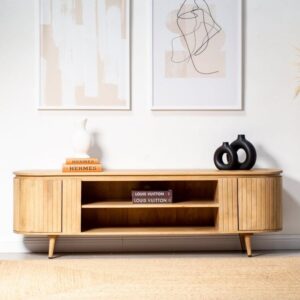 Vandana Novara Neo Slat TV Unit Modern Solid Wood Minimalist Entertainment Console