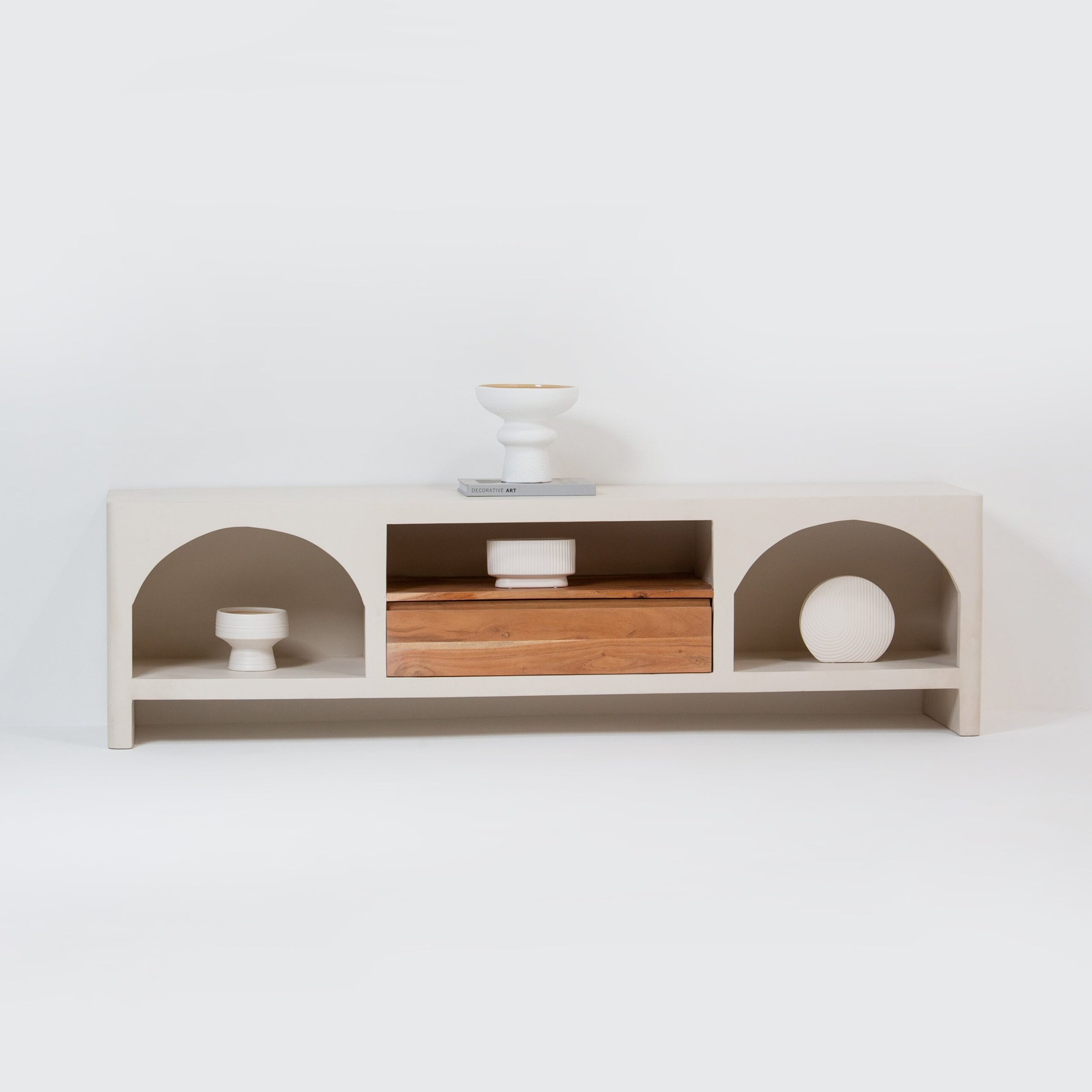 Vandana Altis Astra Wooden TV Unit Modern Solid Wood Minimalist Entertainment Console