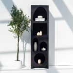 Vandana Altis Solace Black Painted Shelf Unit Modern Minimalist Wooden Storage Furniture