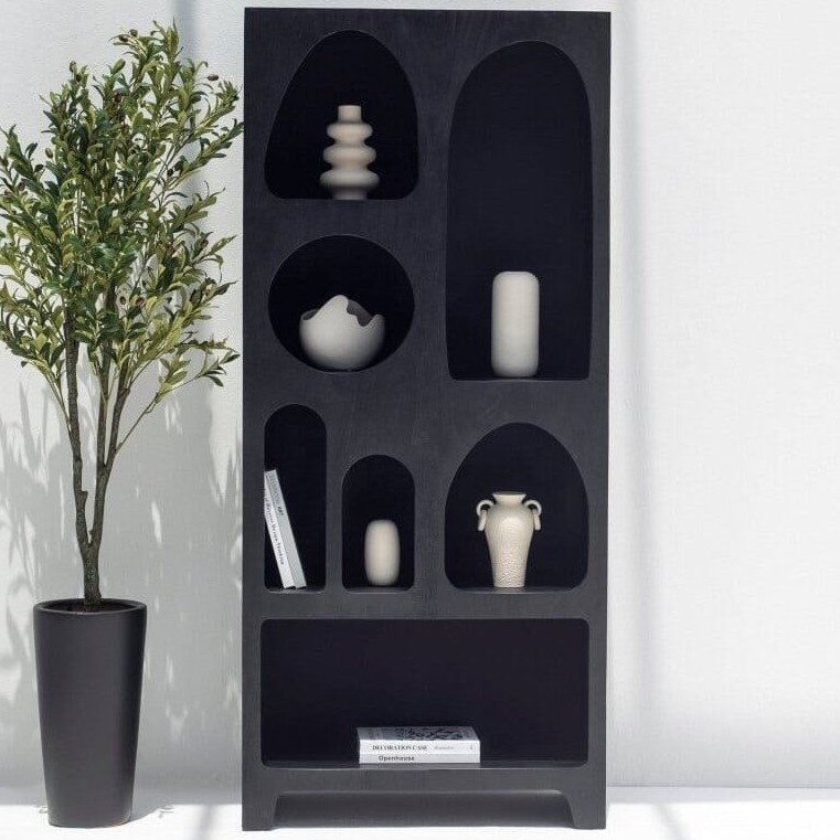Vandana Altis Nimbus Black Painted Shelf Unit Modern Minimalist Wooden Storage Furniture Design Vandana Altis Nimbus Black Painted Shelf Unit Modern Minimalist Wooden Storage Furniture Design