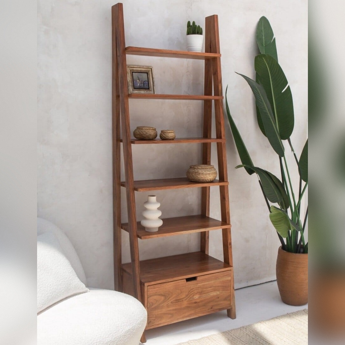 Vandana Altis Cresta Wooden Book Shelves Modern Solid Wood Minimalist Storage Furniture Design