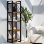 Vandana Altis Maxima Wooden Shelves with Metal Frame Modern Industrial Storage Unit Design