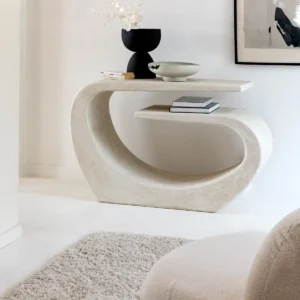 Vandana Elara Aston white concrete-effect wooden console table
