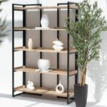 Vandana Altis Nova Industrial Bookshelf Modern Metal & Wood Minimalist Storage Furniture Design