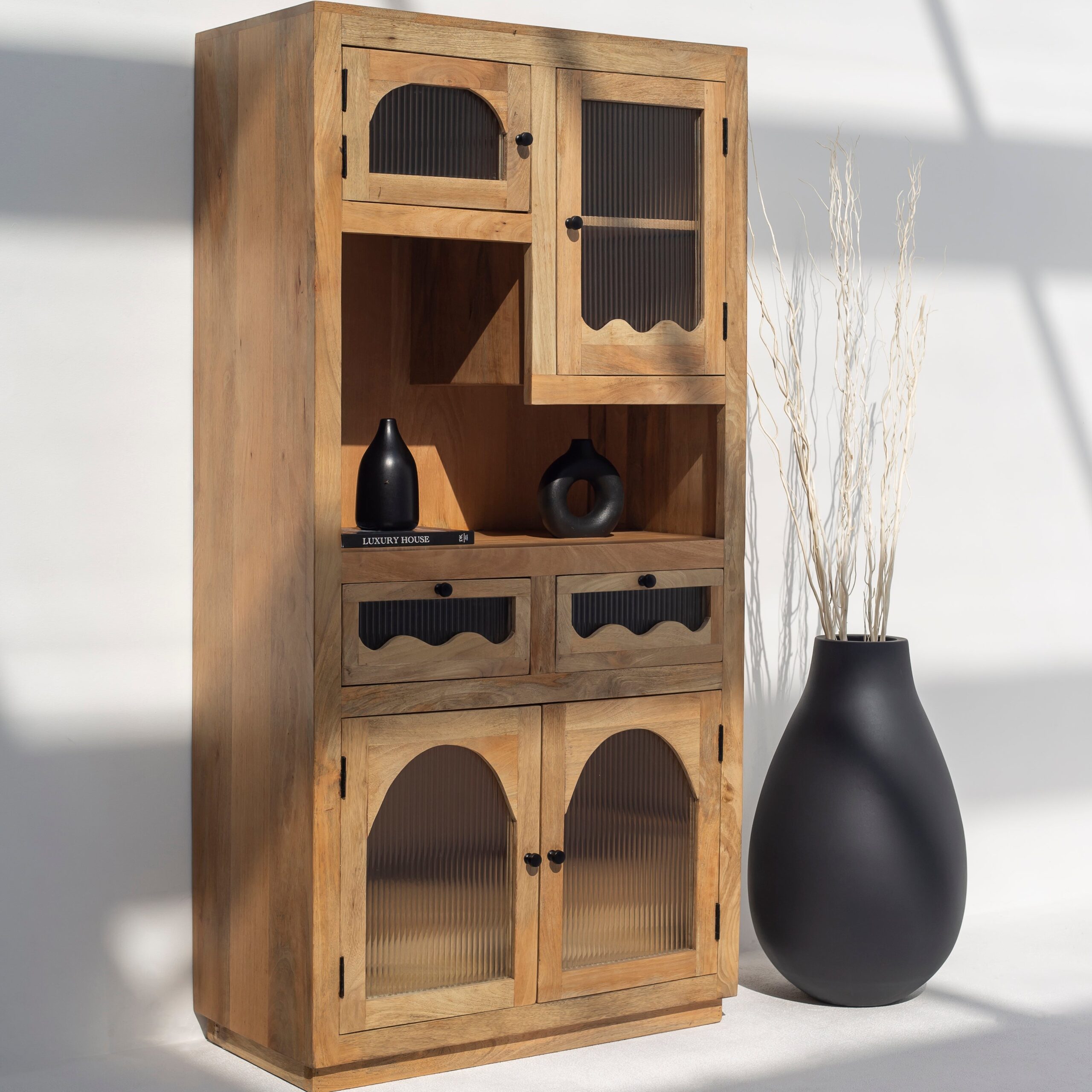 Vandana Altis Arion Wooden Display Cabinet Modern Solid Wood Minimalist Storage Furniture Design