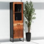 Vandana Merino Aureo 2-Door Industrial Cabinet Modern Metal & Wood Storage Furniture Design
