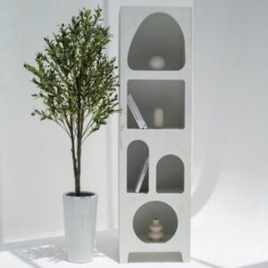 Vandana Merino Solace White Painted Shelf Unit Modern Minimalist Wooden Storage Furniture Design