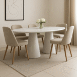 Vandana Zentrix Aureo Off White Micro-Concrete Dining Table with Modern Minimalist Design
