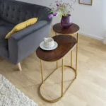 Vandana Lyra Vertex metal and mango wood side table