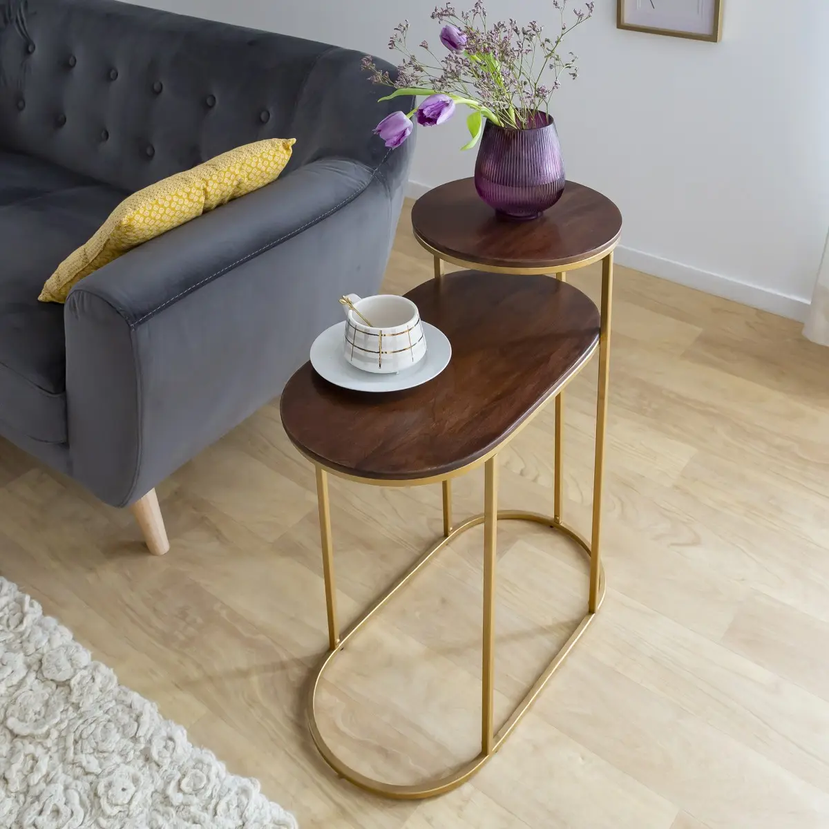 Vandana Lyra Vertex metal and mango wood side table Vandana Lyra Vertex metal and mango wood side table