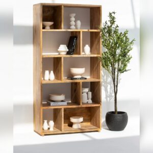 Vandana Merino Stellar Wooden Display Shelves Unit Modern Solid Wood Minimalist Storage Design