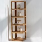 Vandana Merino Hexa Corner Display Shelf Modern Solid Wood Space-Saving Storage Furniture