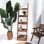 Vandana Merino Arion Acacia Wood Ladder Shelves Modern Solid Wood Minimalist Storage Design