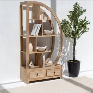 Vandana Merino Terra Moon Wooden Bookcase Shelves Modern Solid Wood Storage Furniture Design