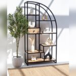 Vandana Vesta Astra Industrial Half Arch Display Shelves Modern Metal & Wood Storage Unit