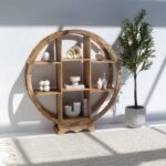 Vandana Vesta Zenova Wooden Round Bookcase Modern Solid Wood Circular Storage Furniture Design
