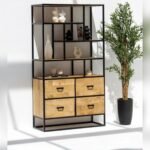Vandana Vesta Sierra Industrial Bookshelf Modern Metal & Wood Minimalist Storage Furniture