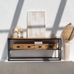 Vandana Sierra Lyra Drawers Industrial Console Modern Metal Frame Accent Furniture Design