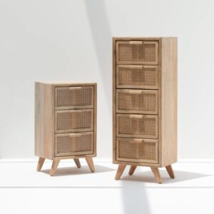 Vandana Vesta Solace Chest of Rattan Drawers Modern Natural Woven Storage Furniture Design